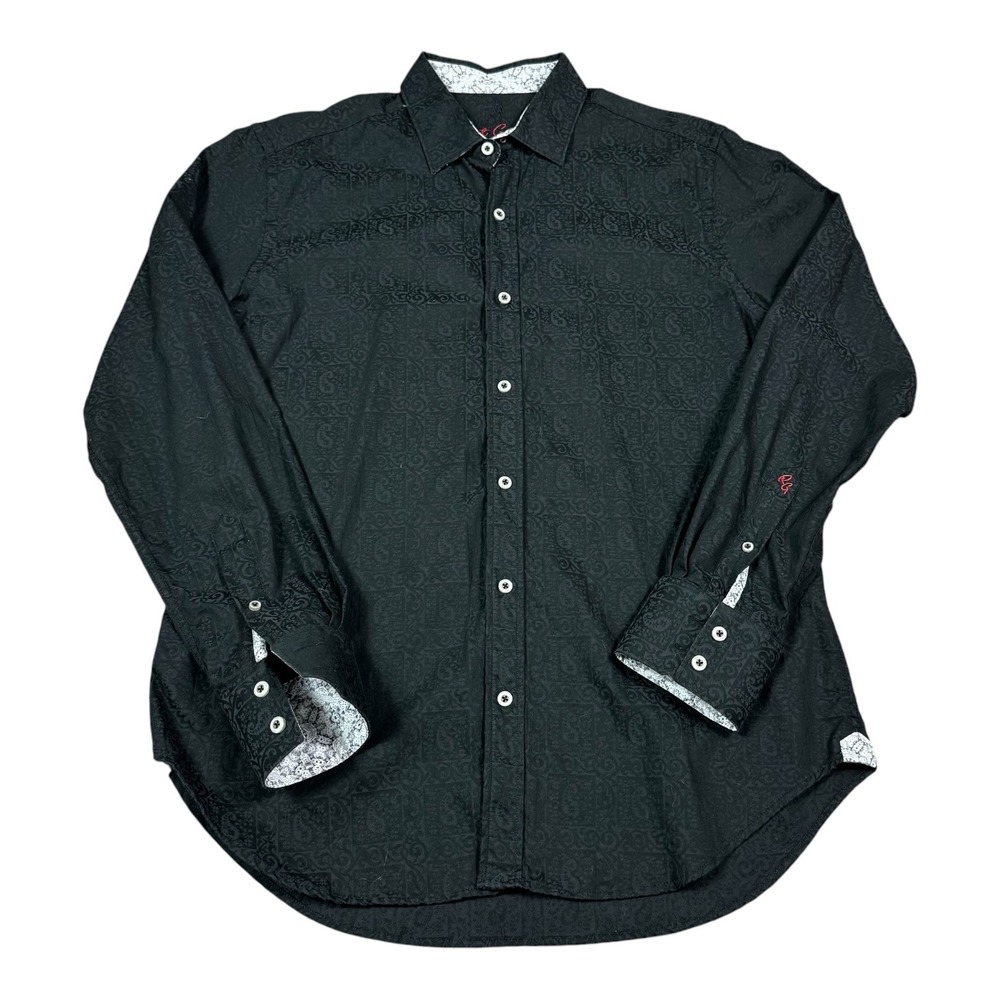 Robert Graham Black Paisley Casual Button Down Shirt Men's Medium‎